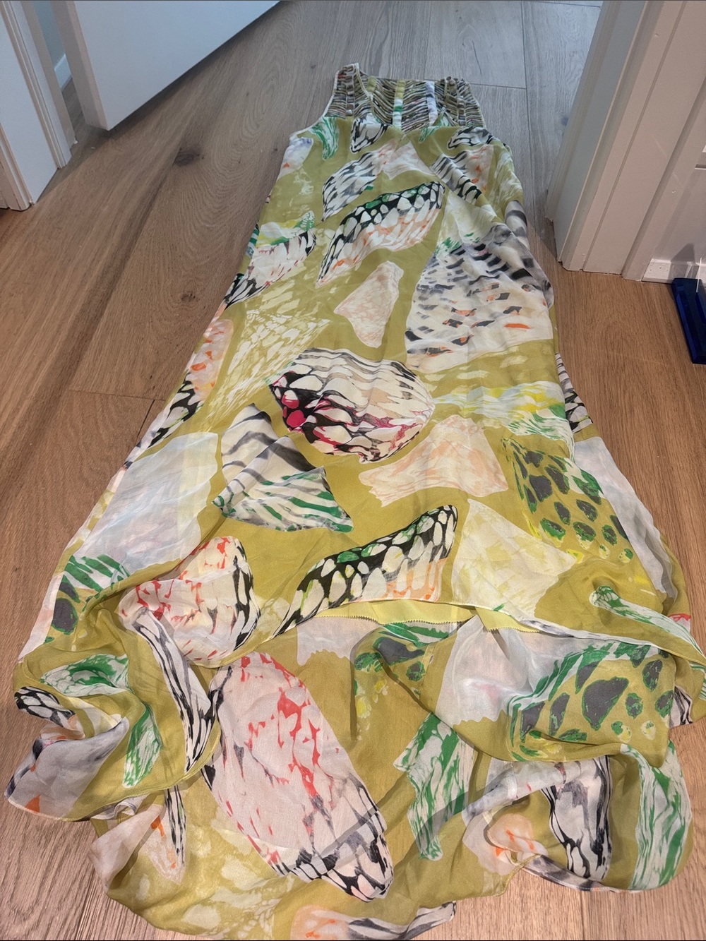leifsdottir Lime Green Multi High-Low Dress